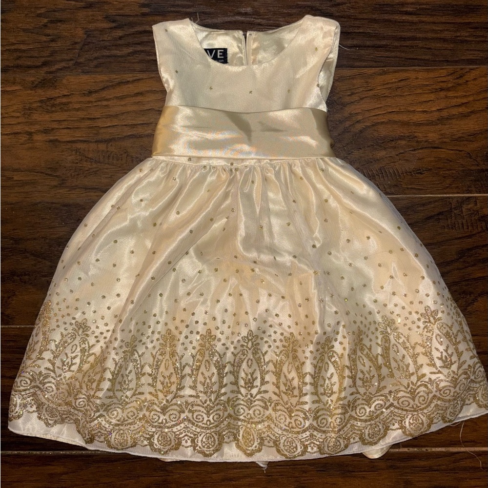 Love Cream and Gold Formal Kids Dress